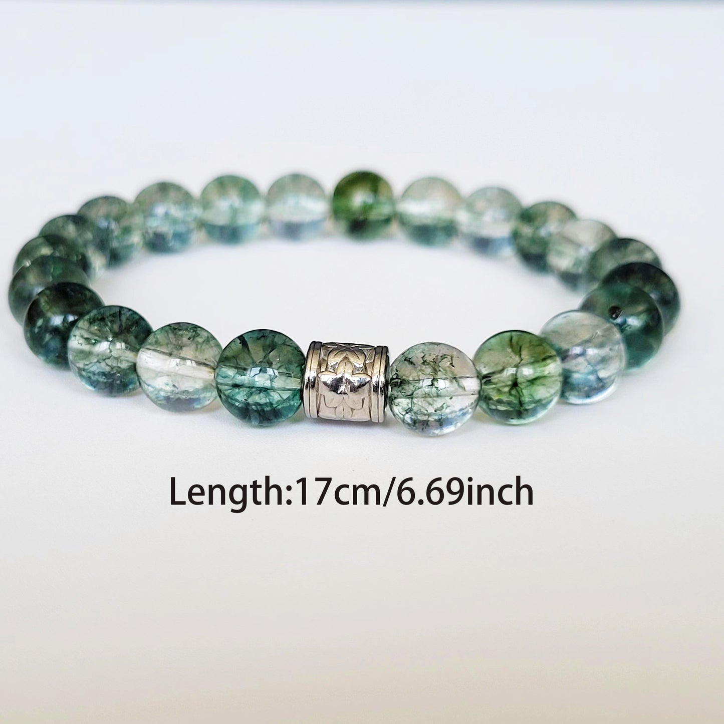 Green Phantom Quartz Stone Bracelet，Imitation Jade Beads，Crystal String Beads Jewelry Making Tools，University Theme，8mm Artificial Crystal，No Coating - Student gift