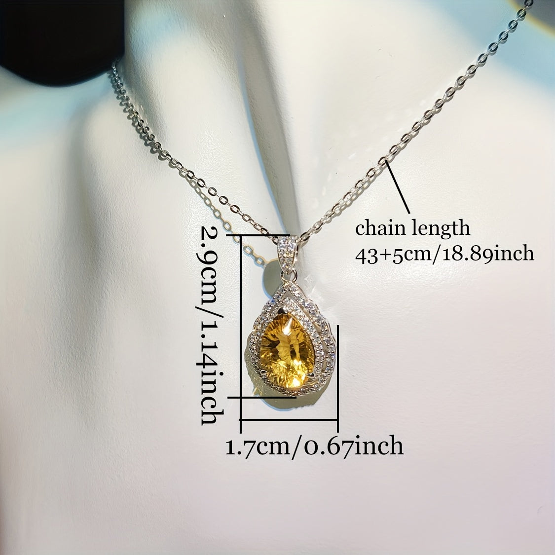 Elegant6Carat Citrine Pendant Necklace，S925Sterling Silver Material - Perfect Gift for Birthday and Special Occasions，Simple and Exquisite Design，Suitable for Daily Wear