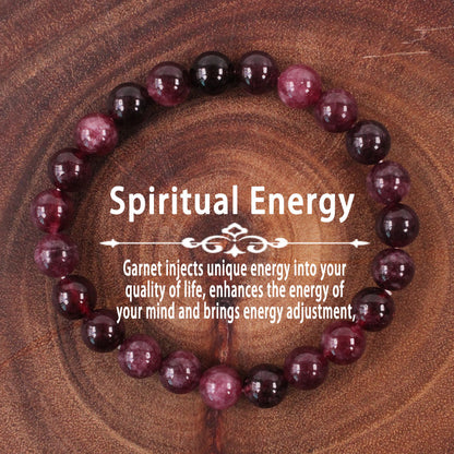 1One Natural Garnet Energy Bracelet，Twisted Beads Spiritual Gift，Root Wheel Balance，Handmade Healing Stone Jewelry，Positive Energy，Symbol of Commitment，Suitable for Earth Day and St. Patrick's Day Celebrations