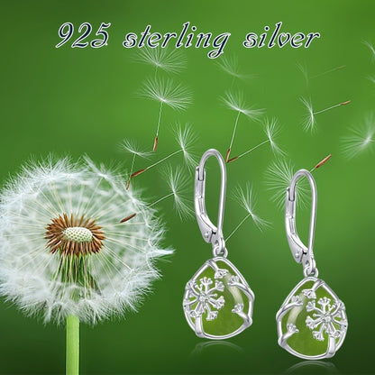 Dandelion Drop Earrings 925 Sterling Silver Aquamarine Earrings Tassel Earrings