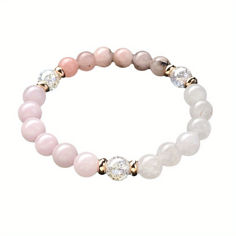 1 Women's Fashion Rose Quartz Powder Opal Crack Rose Quartz Bracelet