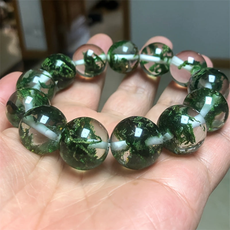 A Natural Green Ghost Fortune Bracelet，It Belongs to Lucky Aquatic Plants Series，A Bracelet with Beads，Relieve Anxiety，A Couple's Halloween Gift，A Collectible Souvenir。