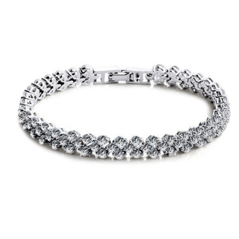 1 Elegant Women's Rose Gold Crystal Bracelet - Sparkling Zirconia Diamond，Luxury Alloy Fashion Jewelry，With Safety Buckle，Suitable for Any Occasion，Elegant Jewelry|Exquisite Charm|Safety Buckle Closed