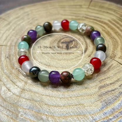 New Start Positive Energy Bracelet，Suitable for Men and Women，Retro Bohemian Style，Moonstone、Citrine and Tigereye Healing Beads，Mental Protection and Sedation，8mm，No Coating - Valentine's Day Jewelry Accessories，1个