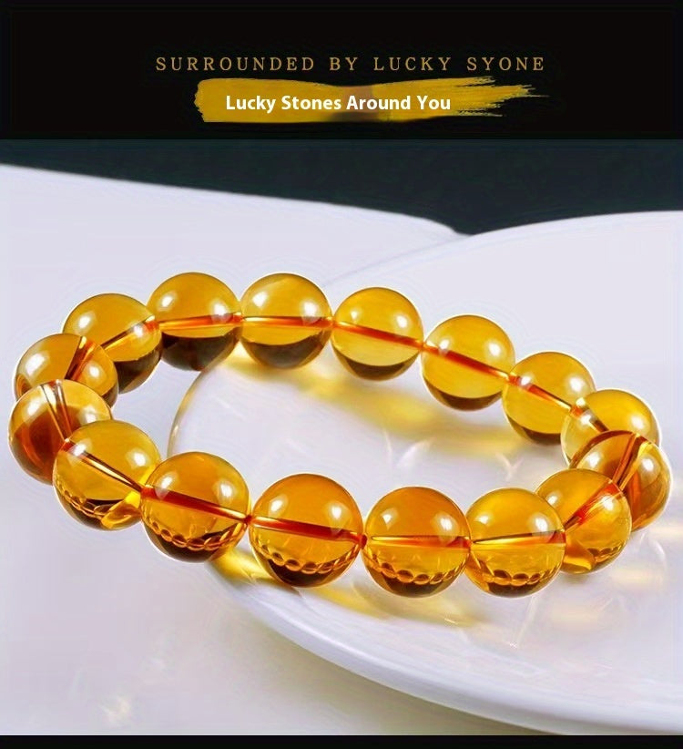 Elegant Citrine Bead Bracelet - Men's and Women's Fashion Accessories