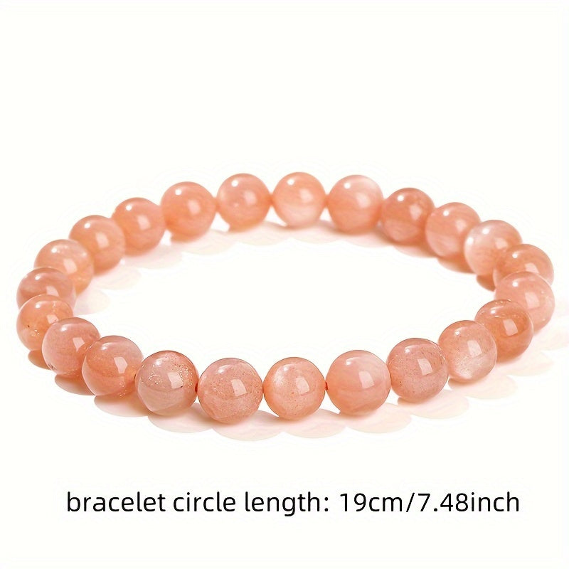 1Pieces 8mm Natural Sunstone Bracelet Orange Moonstone Bracelet  Elegant Cute Women