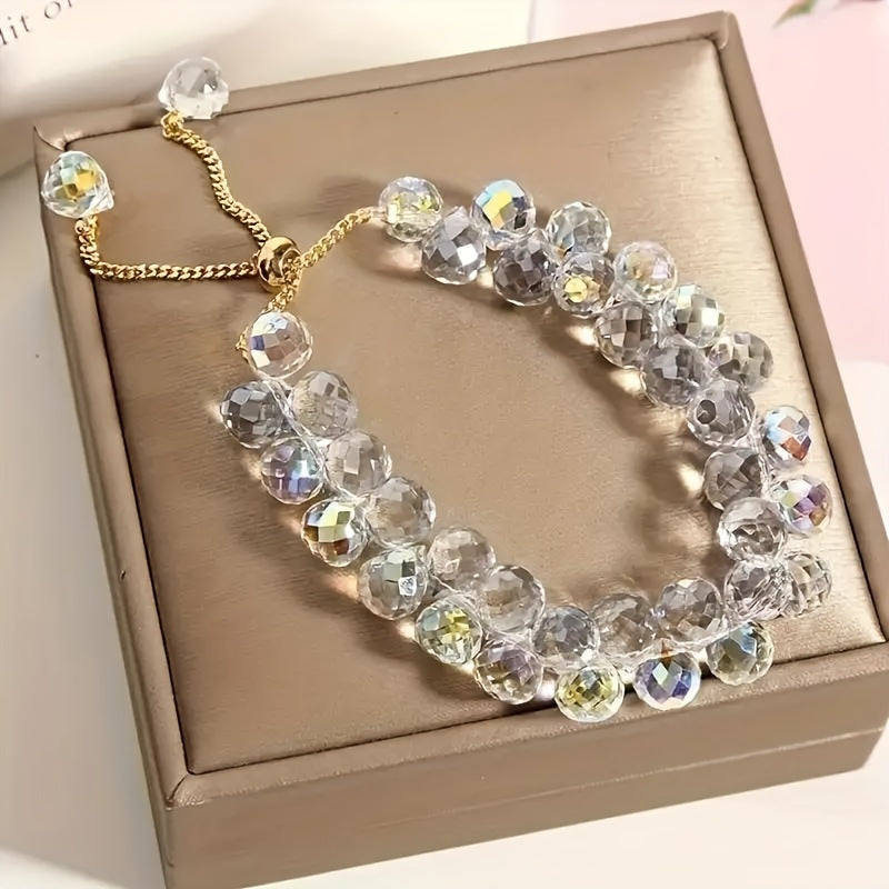 1 Exquisite Double-Layer Crystal-like Bead Necklace Bracelet - Fashion All-Matching，Easy to Wear，Suitable for Any Occasion - Exquisite Fashion，Perfect Match with Your Clothing