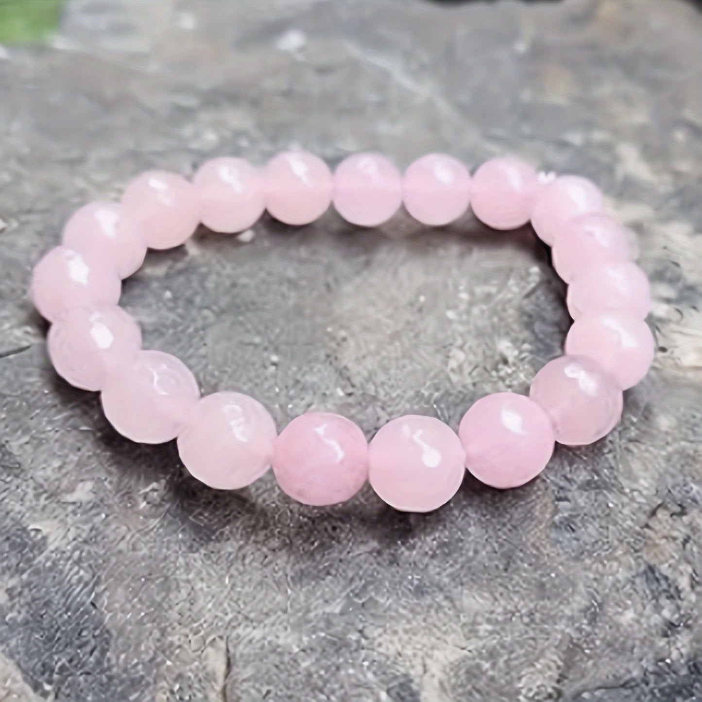 VAVICORE Natural Rose Quartz Beads String - Bohemi Refined Stone Elastic Bracelet，Suitable for Gifts and Parties，Attract Soul Mate - No Coating，Handmade Yoga Jewelry Gift for Ladies（1Pieces）