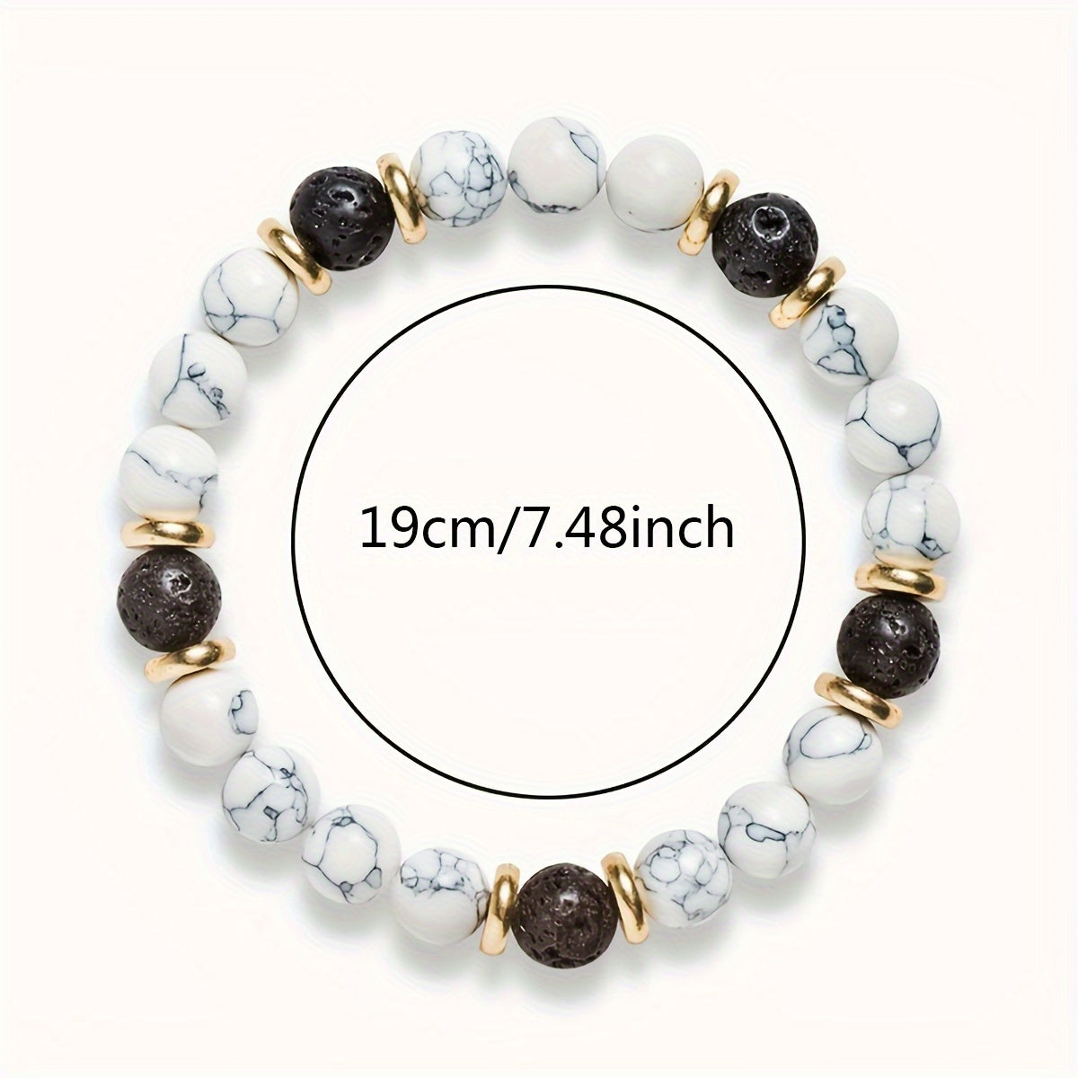 Adjustable Natural Stone Bracelet - Elegant White-Barked Pine with Volcanic Beads，Anti-Allergy Fashion Accessories，Suitable for Casual Wear and Party