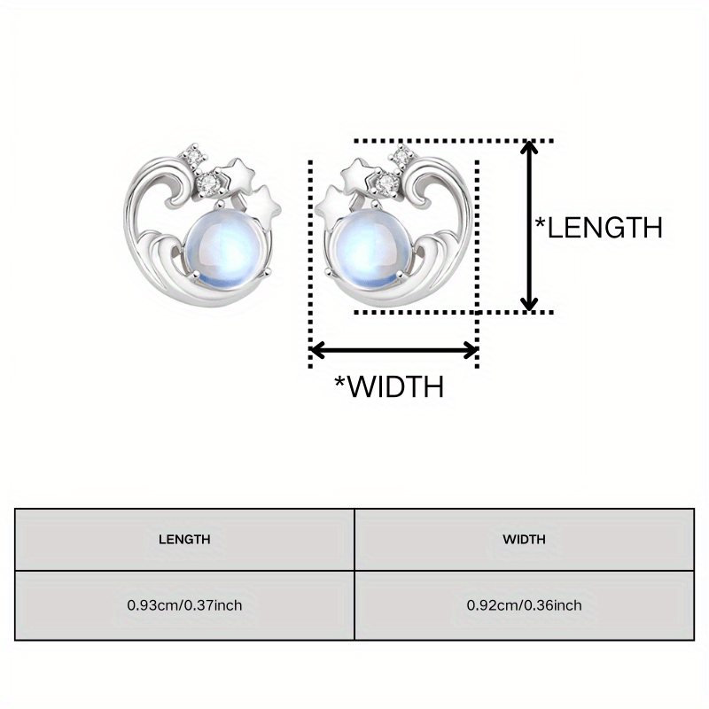 Spark Grow 2 件 925 銀釘耳環，鑲嵌寶石月光石和 18K 鍍金 - 時尚新月形和 XINGX 設計