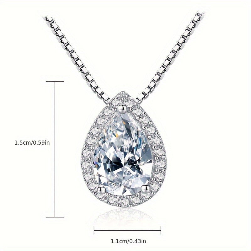 Water Drop Moissanite Ladies' Pendant Necklace，1CT D Colorful Moissanite Diamond Necklace，925 Sterling Silver Pendant Necklace，Bridal Suit Jewelry Gifts & Certificates