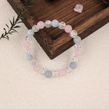 Elegant Aquamarine Crystal Bracelet for Women - Natural Stone，Bohemian Style Fashion Jewelry Gift，Suitable for Best Friends and Granddaughters，Suitable for Daily Wear and Holiday Celebration