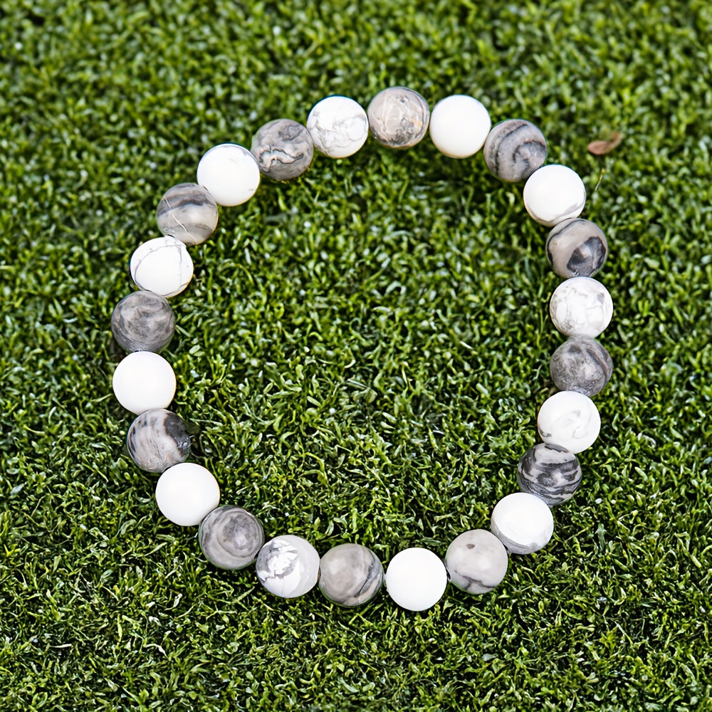 Confidence Bracelet：Adopt8Bracelet Made of MM Map Stone and White-Barked Pine，Perfect Fit11Moon's Birth Stone and Year-round Wear - Suitable for Teachers、Graduates and Friends