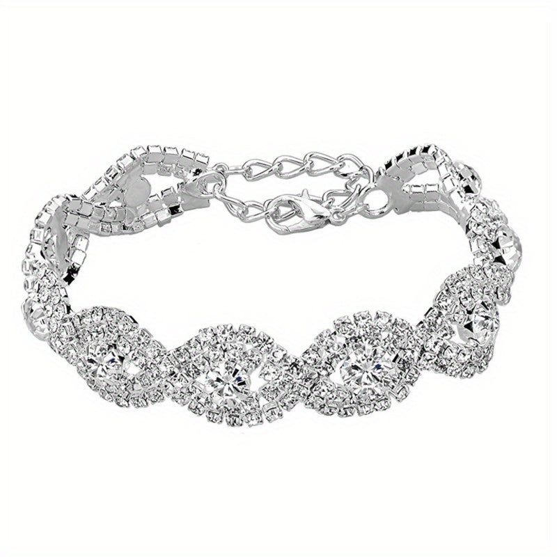 Crystal Diamond Bracelet for Women Shiny Chain Bangle Tennis Bracelet Christmas New Year Gift