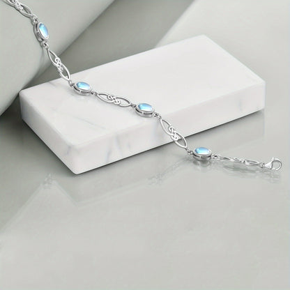 Elegant925Sterling Silver Unlimited Moonstone Bracelet - Christmas、Valentine's Day、Thanksgiving Day、New Year、Perfect Gift for Women on Mother's Day