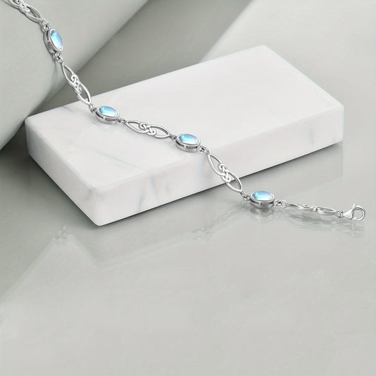 Elegant925Sterling Silver Unlimited Moonstone Bracelet - Christmas、Valentine's Day、Thanksgiving Day、New Year、Perfect Gift for Women on Mother's Day