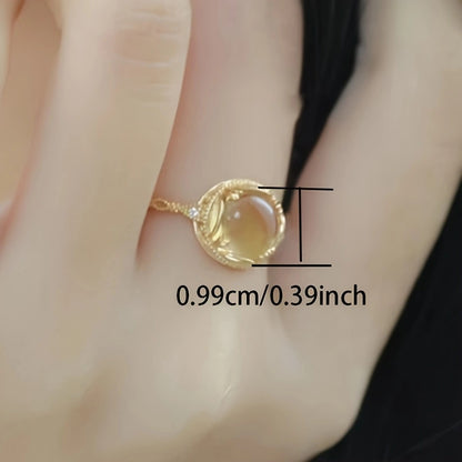 1 Women Engagement Ring Fashion Vintage Flower Moonstone Ring Elegant Bridal Wedding Anniversary Gift Luxury Banquet Party Accessories