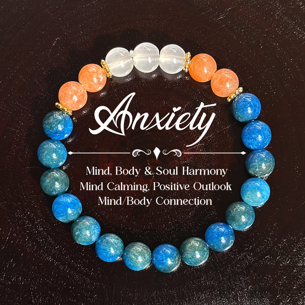 This Physical and Mental Harmony Bracelet Is Made of Blue Tourmaline and Sunstone，It Is a Handmade Ornament Suitable for Men and Women。It Is Not Only a Piece of Jewelry，It Can Also Promote Emotional Balance.，It Is a Thoughtful Holiday Gift。