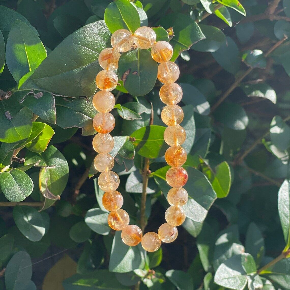 Handmade Citrine Stone Beads Bracelet - 8 mm Yellow Crystal Elastic，Natural Elegance，Suitable 6-7.5 Inch Wrist - Perfect Gift for Relatives