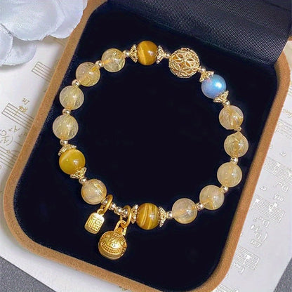 Elegant and Luxurious Moonlight Crystal Stone Bracelet，Titanium Yellow Hair Crystal Bracelet，Perfect Holiday Gift，Suitable for Beautiful Women，Christmas and Halloween Gifts，Christmas Decoration，Christmas Decoration