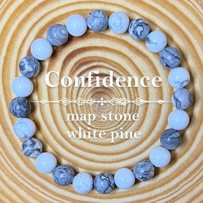 Confidence Bracelet：24Natural Stone Bracelet，Including8mm Map Stone and White Turquoise