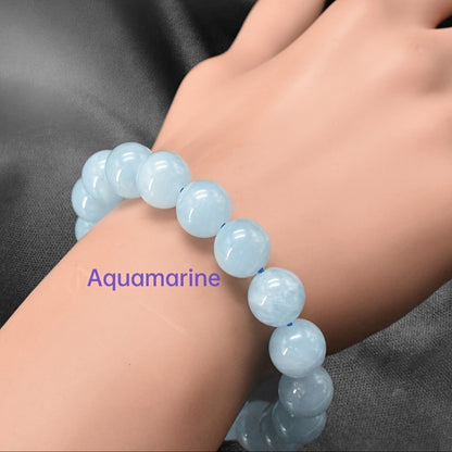 Elegant Natural Aquamarine Bracelet - Sea Blue，April Birthday Stone，Men's Fashion Gift First Choice