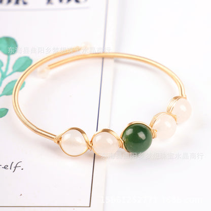 14k Gilded  Natural Hetian Jade Jinsi Jade Brace lace bracelet Hand Knitting DIY Bracelet Ornament Wholesale