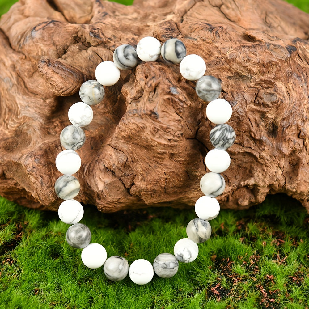 Confidence Bracelet：24Natural Stone Bracelet，Adopt8mm Map Stone and White-Barked Pine，Very Suitable11Moonstone and Year-round Wear - Suitable for Teachers、Graduates and Friends