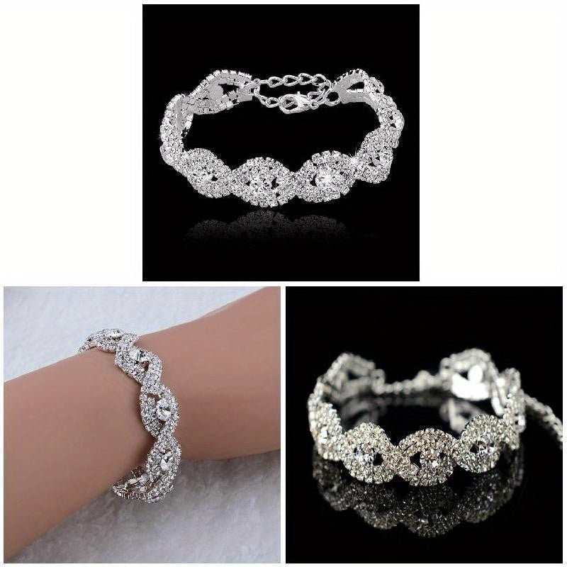 Crystal Diamond Bracelet for Women Shiny Chain Bangle Tennis Bracelet Christmas New Year Gift