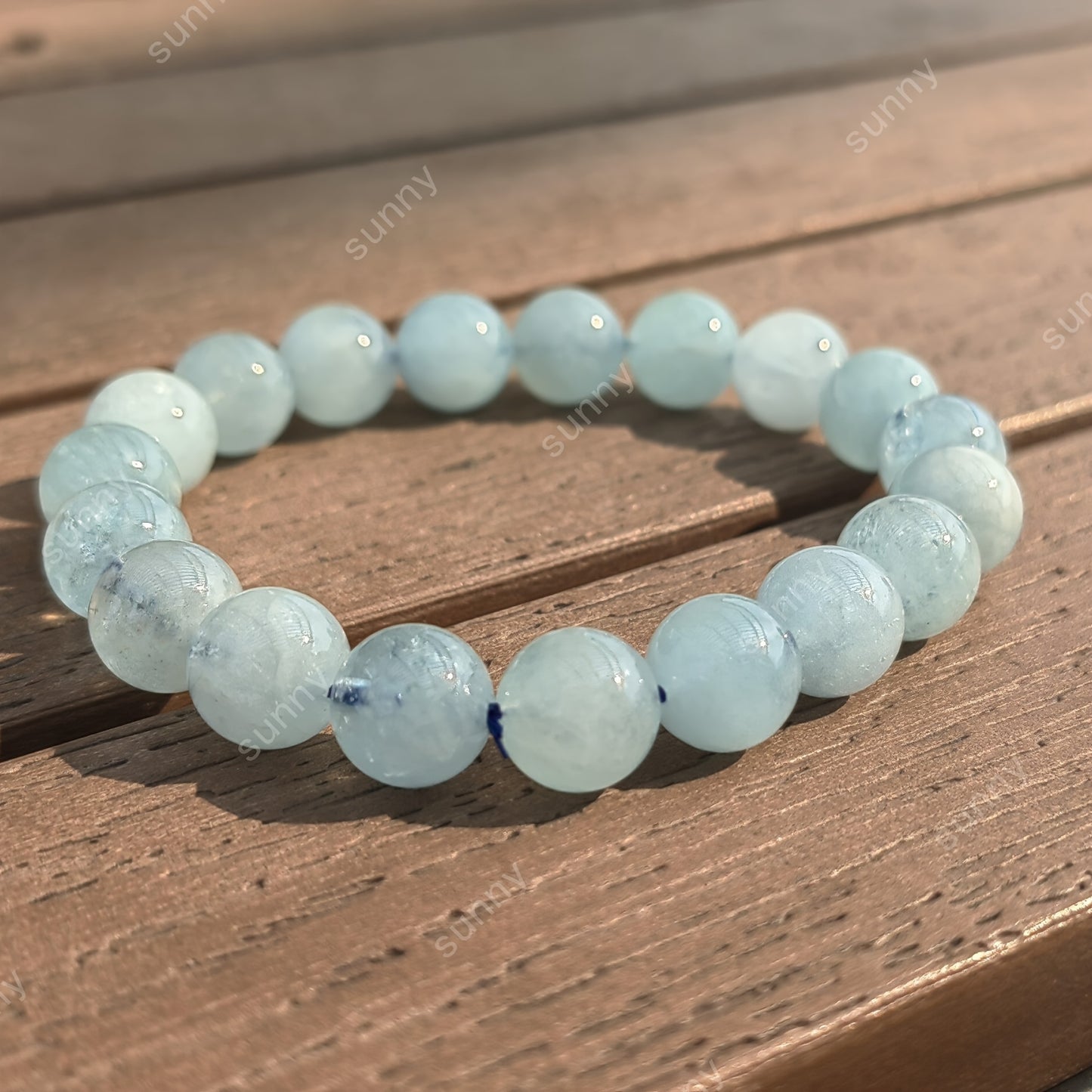 Elegant Natural Aquamarine Bracelet - Sea Blue，April Birthday Stone，Men's Fashion Gift First Choice