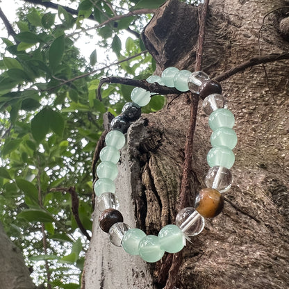 Handmade8mm aventurine Quartz Iron Ore Tigereye Crystal Bead Bracelet，Seven-Pulse Water Balance，Stress Relief in Family Medicine，Tranquility and Luck，Perfect Gift for Lovers