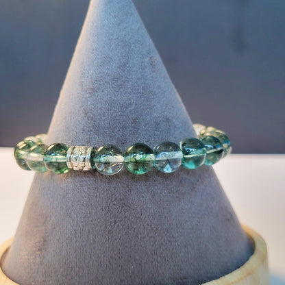 Green Phantom Quartz Stone Bracelet，Imitation Jade Beads，Crystal String Beads Jewelry Making Tools，University Theme，8mm Artificial Crystal，No Coating - Student gift