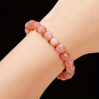 1Pieces 8mm Natural Sunstone Bracelet Orange Moonstone Bracelet  Elegant Cute Women