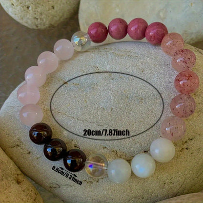 Natural Stone Love Attraction Bracelet，Healing Crystal Jewelry，Lucky Charm，Gifts Suitable for Men and Women，Handmade Elastic Bracelet，Suitable14Years Old and above