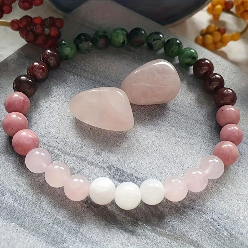 Self Bracelet Garnet Moonstone Rhodonite Rose Quartz Stone Bracelet Multicolor Gem Ornament