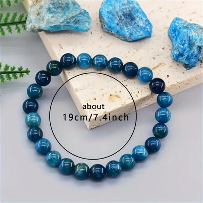 1 Delicate and Bright Apatite Beads Bracelet - Unisex Fashion Jewelry，Handmade Bohemian Elegant Style，Adjustable Length，Blue Apatite，Fashion Accessories Suitable for Any Occasion