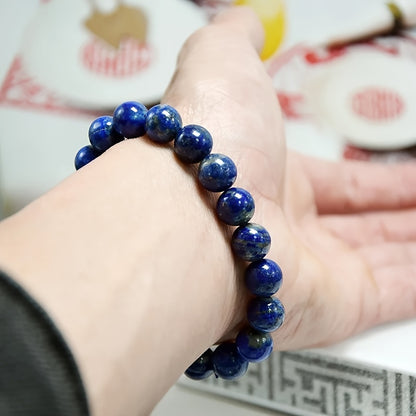 Fashion Style Lapis Lazuli Healing Beads - Natural Stone Elastic Jewelry，Provide Security、Resist Evil、Promote Spirituality and Emotional Relief，Suitable for Couples，Autumn and Winter Overlapping，Perfect Gift for Halloween and Christmas