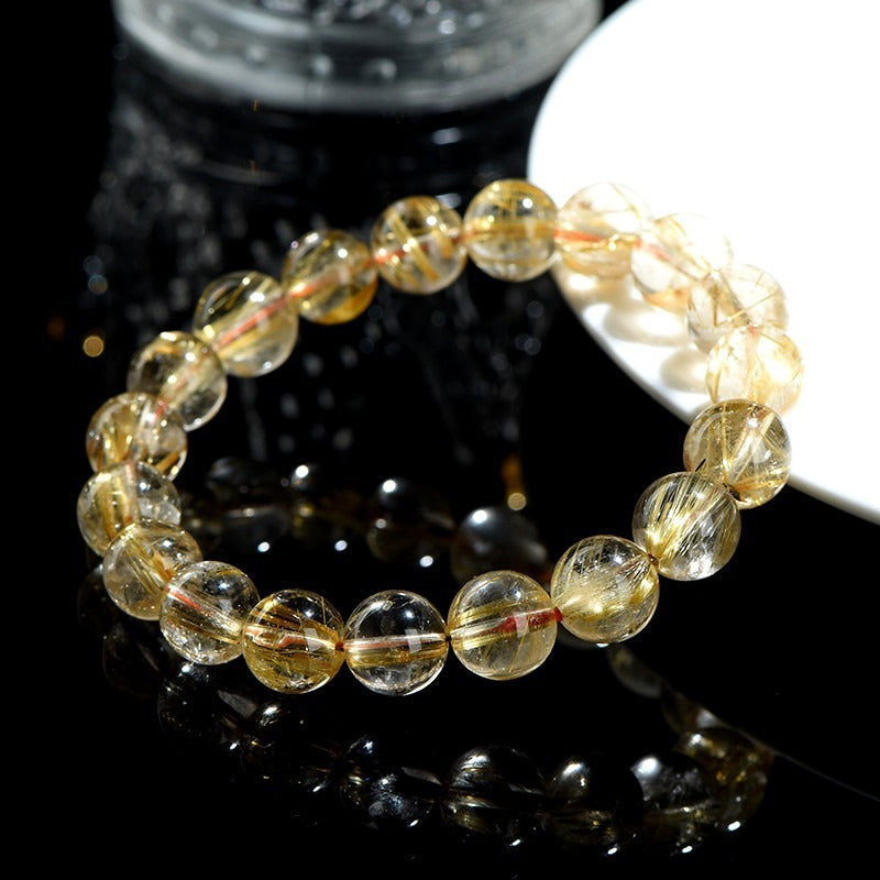 Vintage Bohemian Style Natural Stone Beads Bracelet，Elastic Scaling，Crystal Clear Quartz，Suitable for Daily and Holiday Wear，Four Seasons Accessories