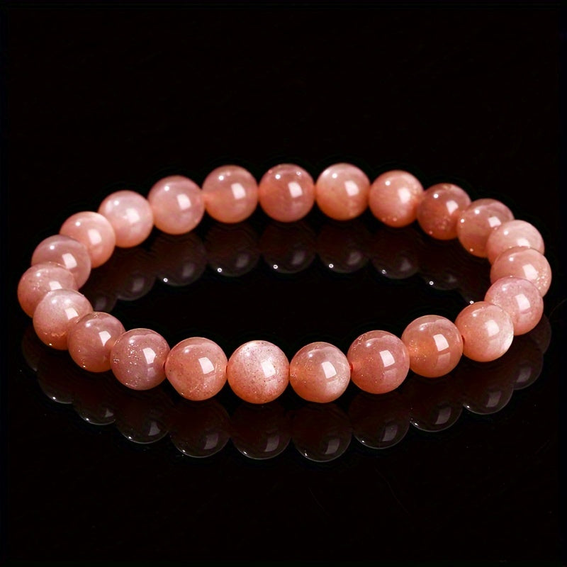 1Pieces 8mm Natural Sunstone Bracelet Orange Moonstone Bracelet  Elegant Cute Women