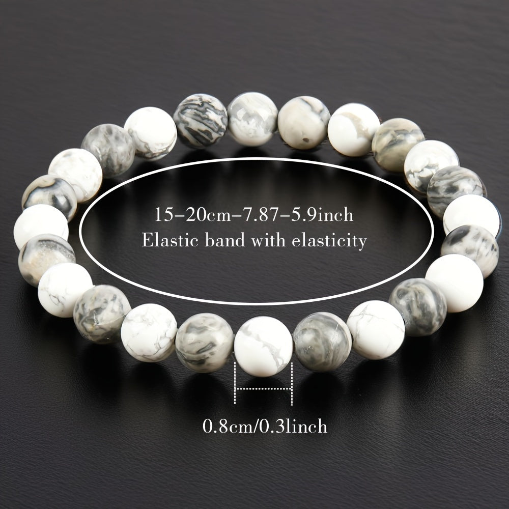 Confidence Bracelet：Adopt8Bracelet Made of MM Map Stone and White-Barked Pine，Perfect Fit11Moon's Birth Stone and Year-round Wear - Suitable for Teachers、Graduates and Friends