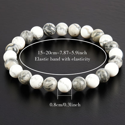 Confidence Bracelet：Adopt8Bracelet Made of MM Map Stone and White-Barked Pine，Perfect Fit11Moon's Birth Stone and Year-round Wear - Suitable for Teachers、Graduates and Friends