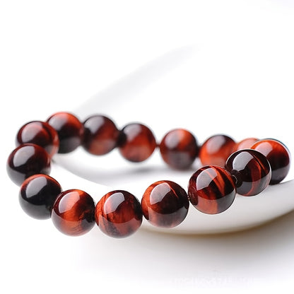 1 Pieces JXMYBA Premium Red Tigereye Beaded Bracelet，0.32 Inch - Elegant Glossy Surface，Suitable for Lovers and Fashion Lovers，Birthday、Halloween、Perfect Gift for Christmas